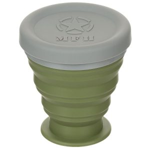 Bicchiere collassabile, con coperchio, Silicone, verde, 200 ml