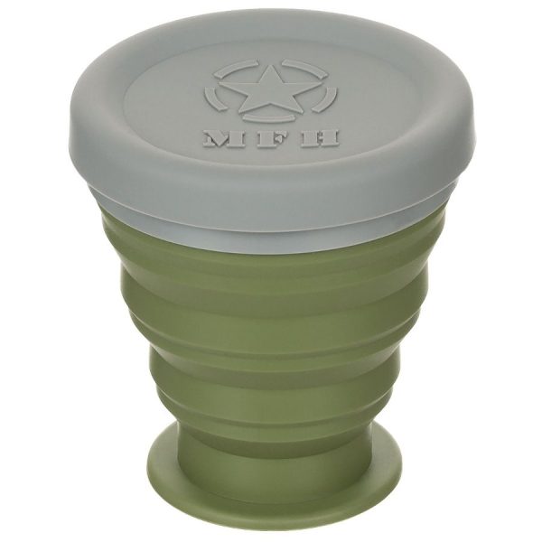 images Bicchiere collassabile, con coperchio, Silicone, verde, 200 ml