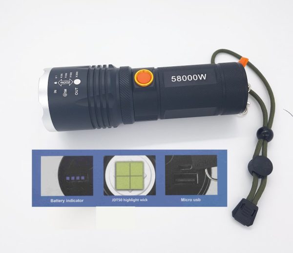 Torcia in alluminio alta luminosità con funzione power bank