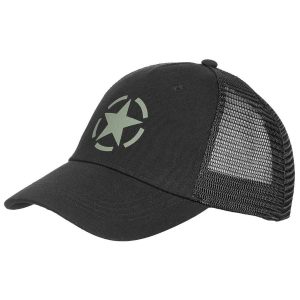 Cappello trucker MFH di colore nero con logo stampato