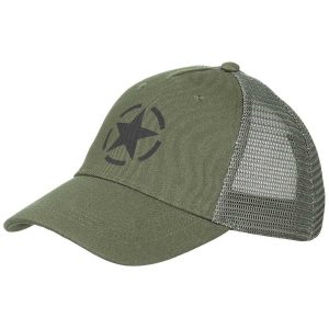 Cappello trucker MFH di colore verde con logo stampato