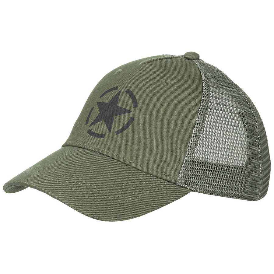 Cappello trucker MFH di colore verde con logo stampato