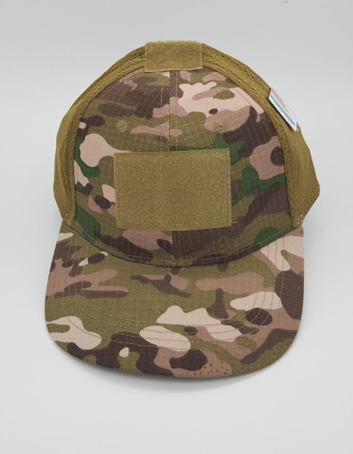 Cappello trucker mimetico multicam con portapatch