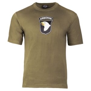 T-shirt militare MIL-TEC di colore verde logo AIRBORNE