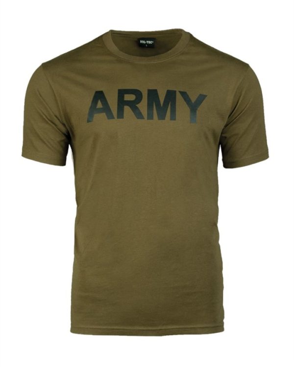 T-shirt militare MIL-TEC di colore verde logo ARMY