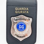 Porta placca in pelle con clip e placca argento Guardia Giurata VEGAHOLSTER