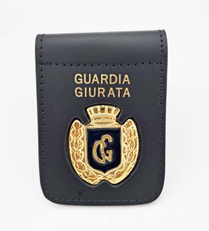 Porta placca in pelle con clip e placca oro Guardia Giurata VEGAHOLSTER Porta placca in pelle con clip e placca oro Guardia Giurata VEGAHOLSTER