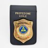 Porta placca in pelle con clip e placca Protezione Civile VEGAHOLSTER