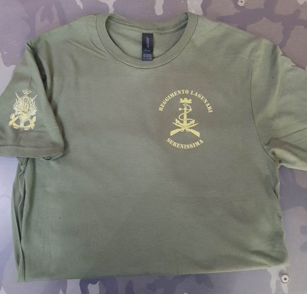 T-shirt verde Reggimento Lagunari Serenissima a 3 stampe T-shirt verde Reggimento Lagunari Serenissima a 3 stampe