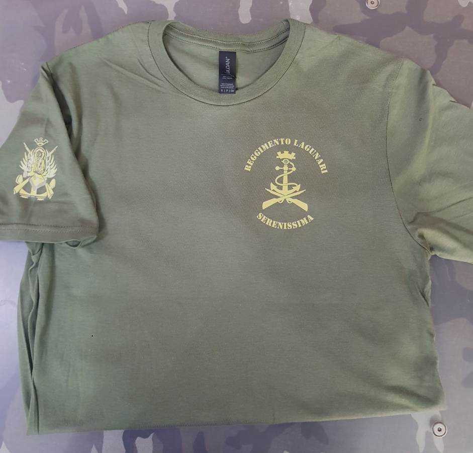 T-shirt verde Reggimento Lagunari Serenissima a 3 stampe