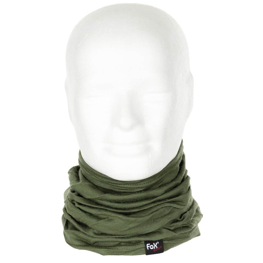 Collare scaldacollo Merino Lite multifunzione in lana merino MFH di colore verde