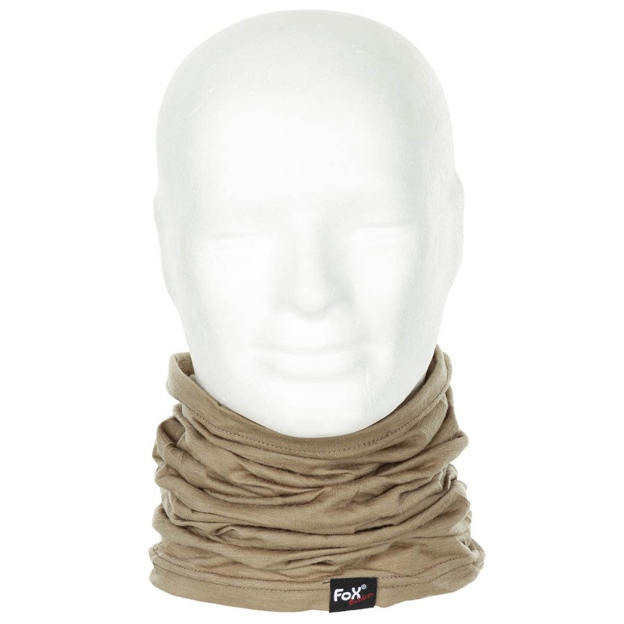 Collare scaldacollo Merino Lite multifunzione in lana merino MFH di colore coyote tan