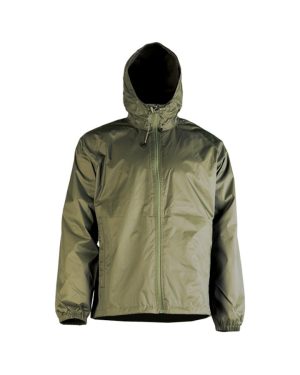 Giacca impermeabile leggera MIL-TEC di colore verde con custodia