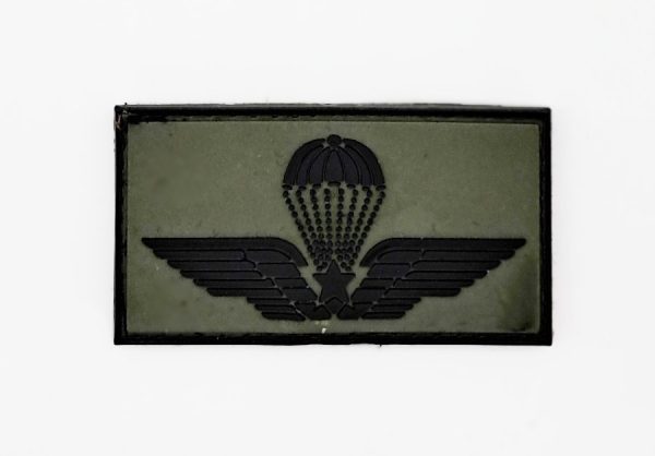 Ricamo Brevetto Paracadutista Militare scritta nera fondo verde gommato
