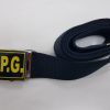 Cintura Militare in canapa di colore blu larghezza 40 mm fibbia con logo G.P.G. giallo