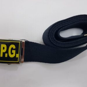 Cintura Militare in canapa di colore blu larghezza 40 mm fibbia con logo G.P.G. giallo