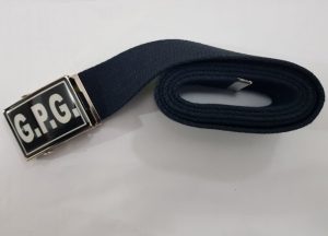 Cintura Militare in canapa di colore blu larghezza 40 mm fibbia con logo G.P.G. bianco Cintura Militare in canapa di colore blu larghezza 40 mm fibbia con logo G.P.G. bianco