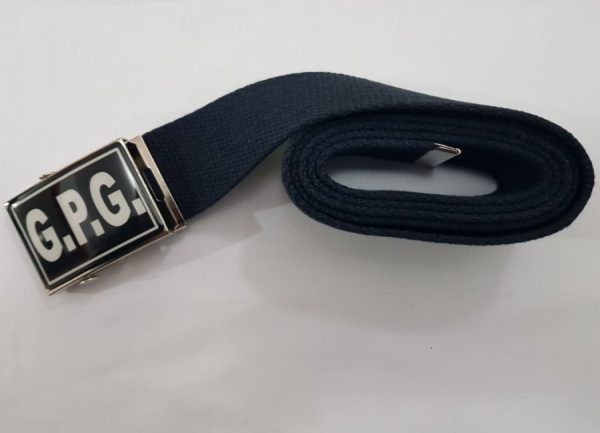 Cintura Militare in canapa di colore blu larghezza 40 mm fibbia con logo G.P.G. bianco