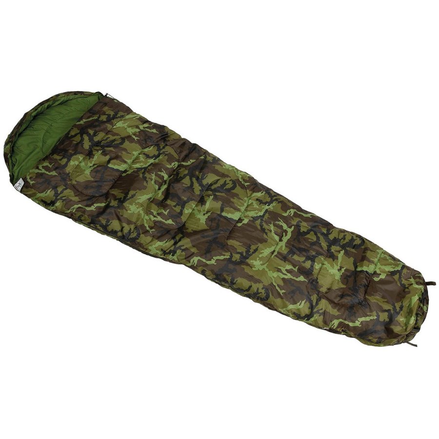 Sacco a pelo militare MFH tipo mummia, mimetico CZ CAMO, con imbottitura a 2 strati