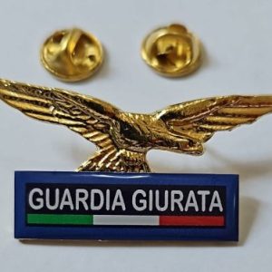 Spilla Aquila Sicurezza Sussidiaria DM 154/2009 guardia giurata blu con bandiera italiana
