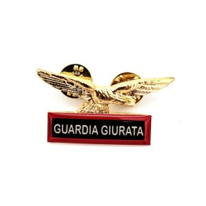 Spilla Aquila Sicurezza Sussidiaria DM 154/2009 guardia giurata rossa