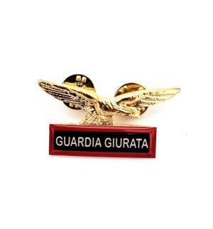 Spilla Aquila Sicurezza Sussidiaria DM 154/2009 guardia giurata rossa