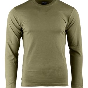 T-shirt manica lunga  MIL-TEC di colore verde oliva 100% cotone