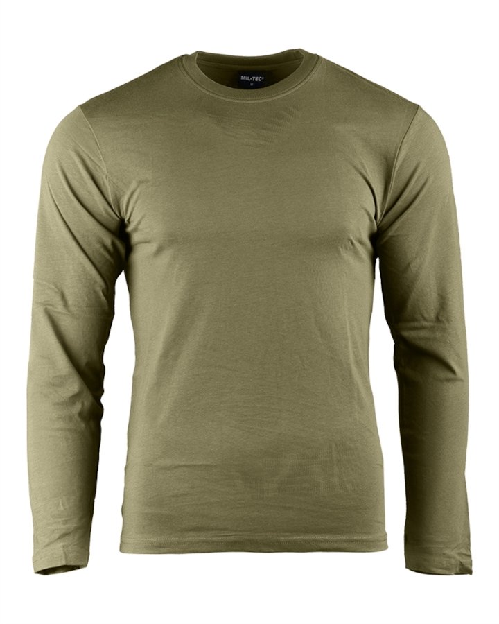 T-shirt manica lunga  MIL-TEC di colore verde oliva 100% cotone