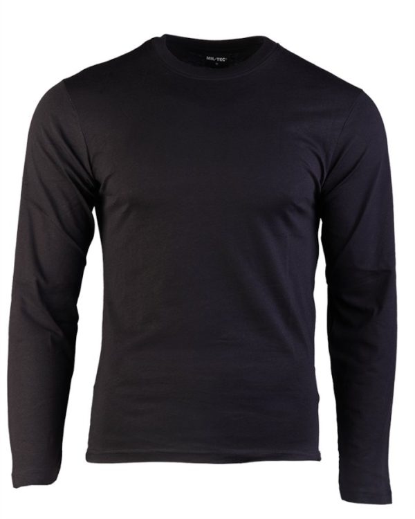 T-shirt manica lunga  MIL-TEC di colore nero oliva 100% cotone