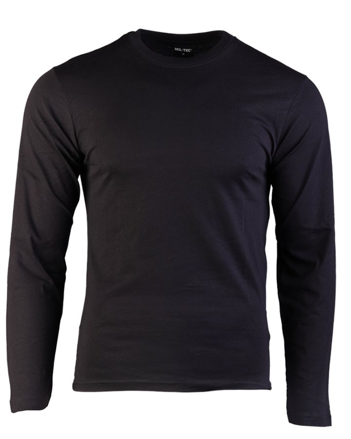 T-shirt manica lunga  MIL-TEC di colore nero oliva 100% cotone