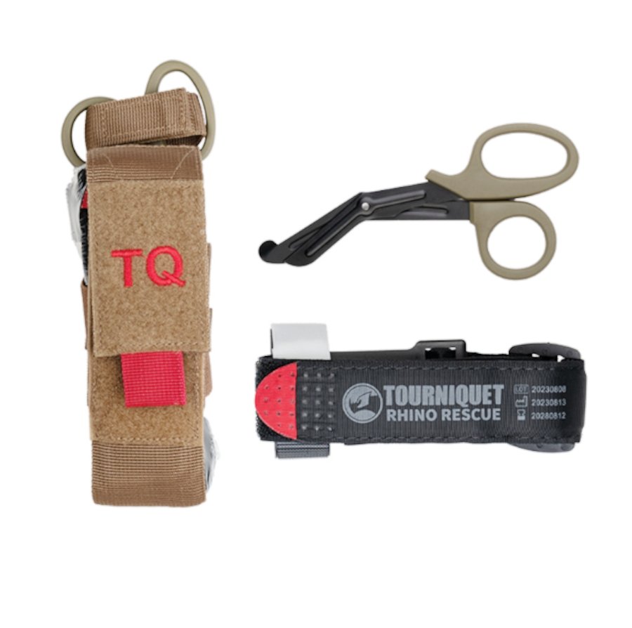 KIT completo con tournuiquet forbici e custodia colore coyote