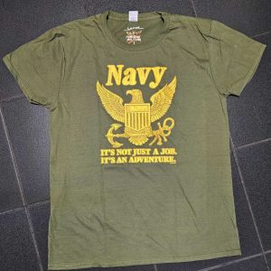 T shirt con logo NAVY di colore verde in 100% cotone