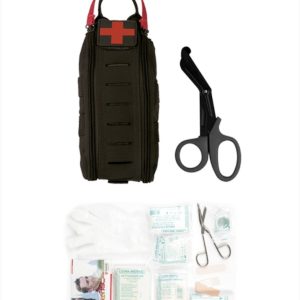 Tasca medica MIL-TEC di colore verde IFAK compresa di forbici, con incluso kit di pronto soccorso individuale da 28 pezzi