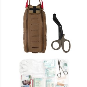 Tasca medica MIL-TEC di colore coyote IFAK compresa di forbici, con incluso kit di pronto soccorso individuale da 28 pezzi