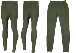 Sottopantaloni tecnici MFH Merino 50 in misto lana merino di colore verde oliva Sottopantaloni tecnici MFH Merino 50 in misto lana merino di colore verde oliva